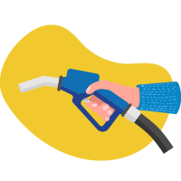 Hand holding petrol nozzle